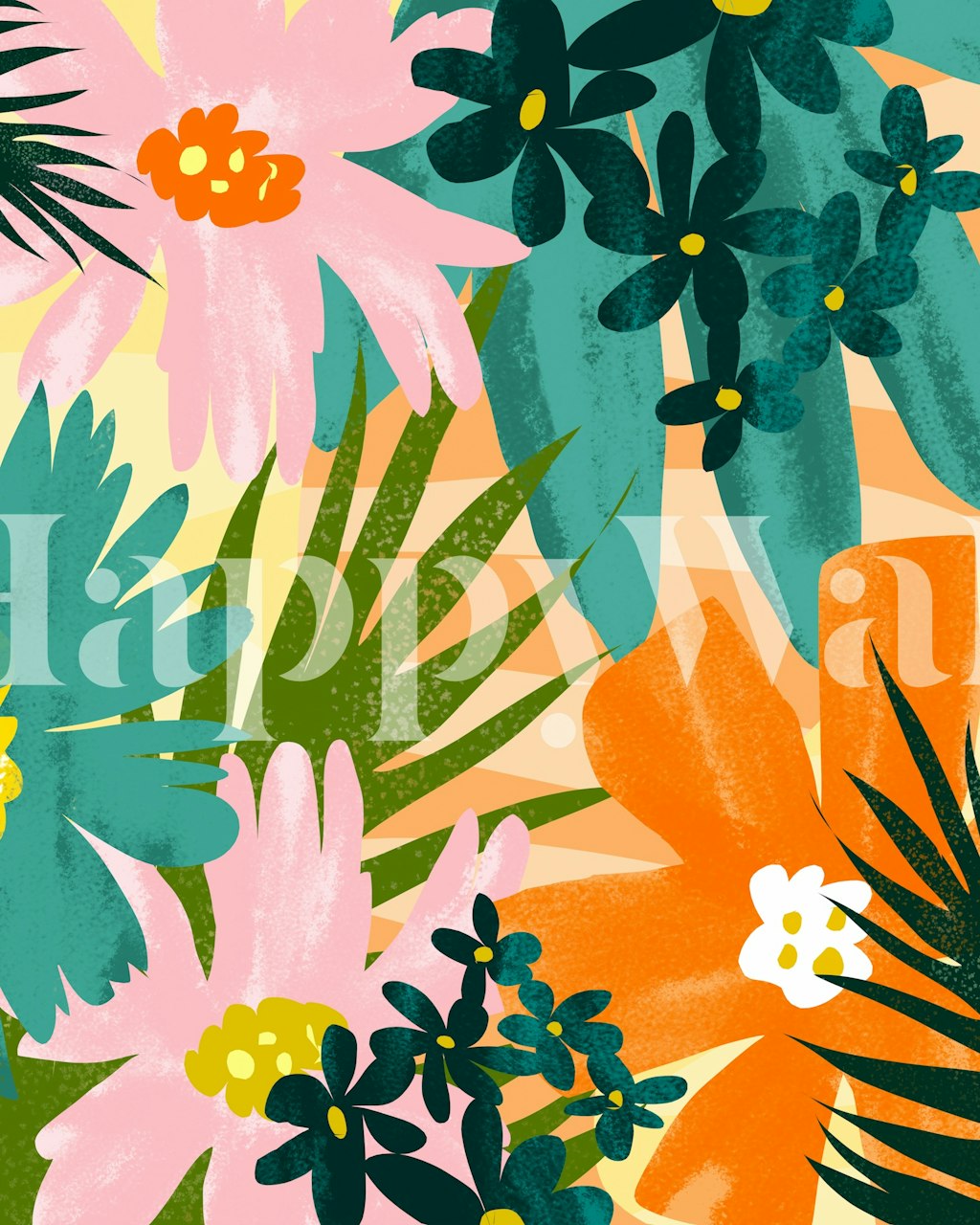 Juicy Summer Floral wallpaper in a room