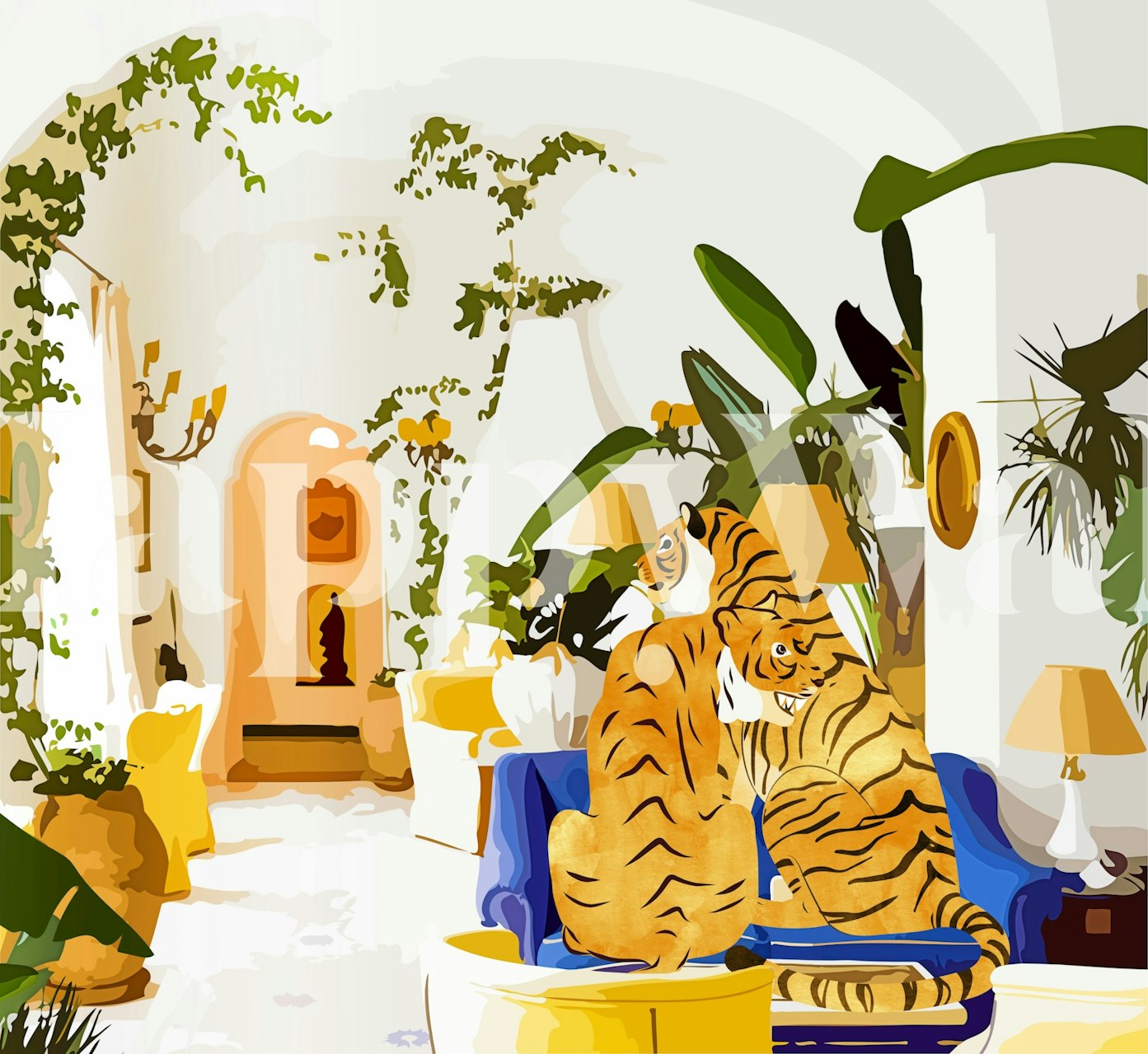 Tapeta Tiger Reserve Villa v útulném pokoji