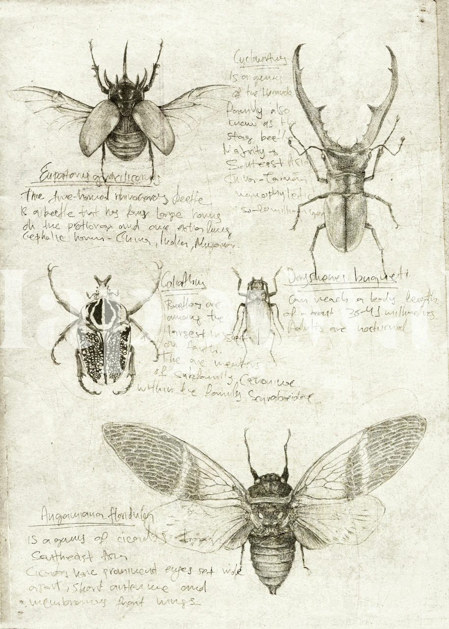 Conception de papier peint détaillée d'insectes et de bugs