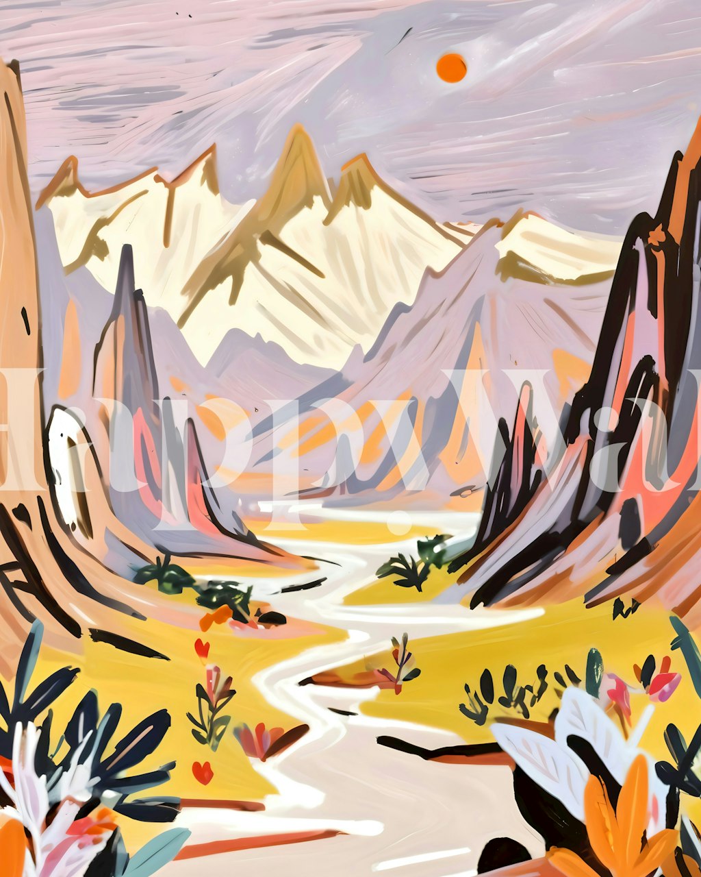 Tapeta Lavender Mountains w pokoju