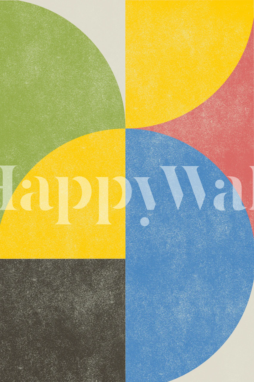 Färgglad geometrisk tapet i ett rum