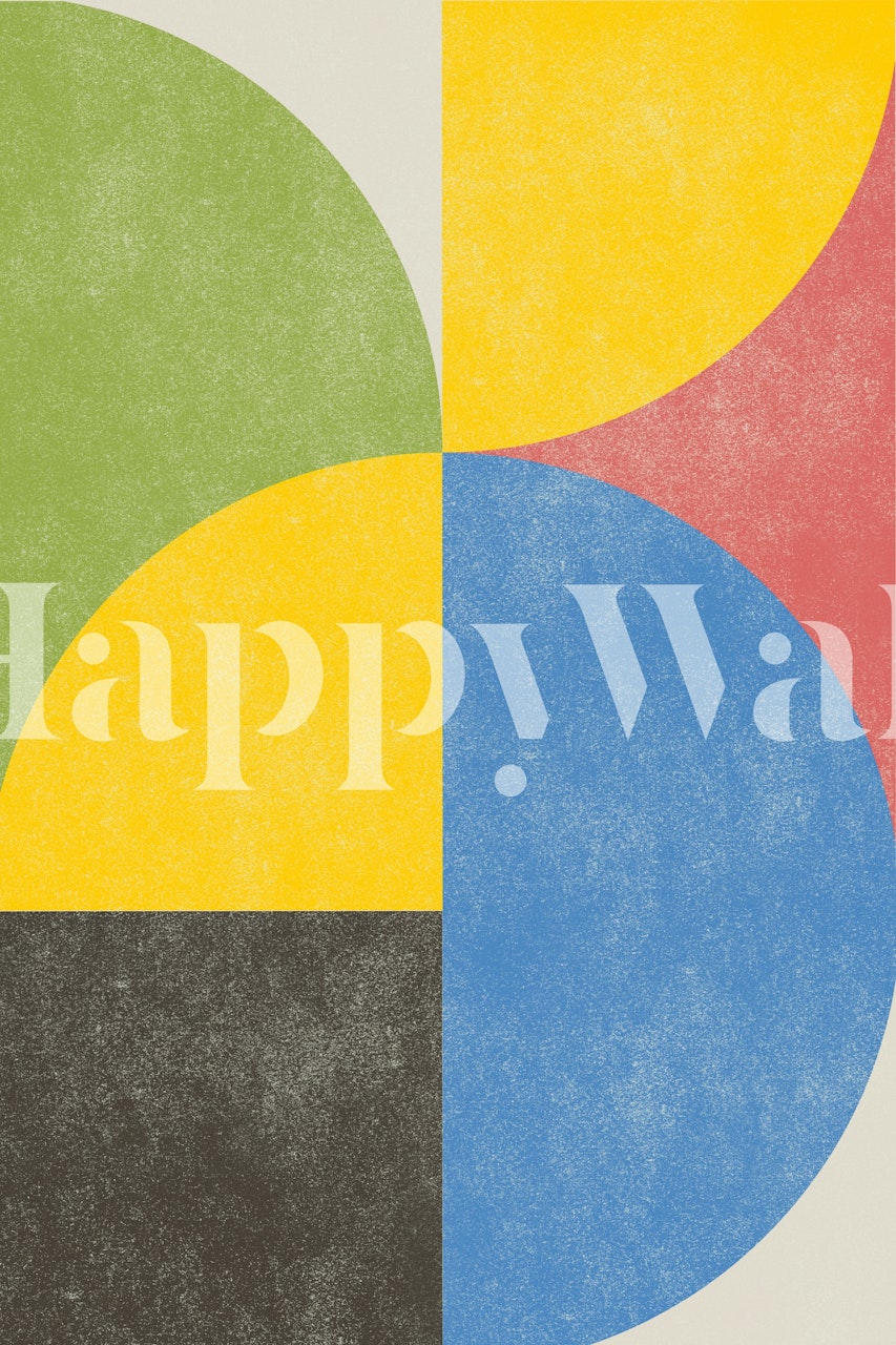 Farverig geometrisk tapet i et rum