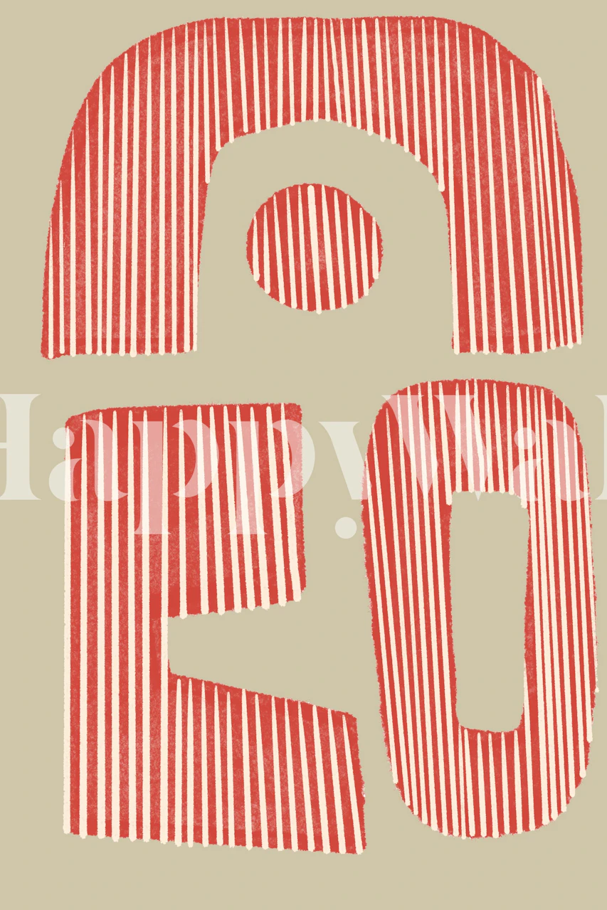 Red striped abstract wallpaper with geometric shapes