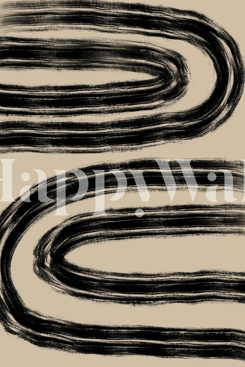 Papier peint Bold Black Brushstrokes dans une pièce