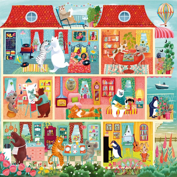 Happy animals cozy beach house