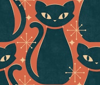 Mid Century Cat - on Autumn orange tapete