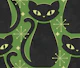Mid Century Black Cat - on retro green