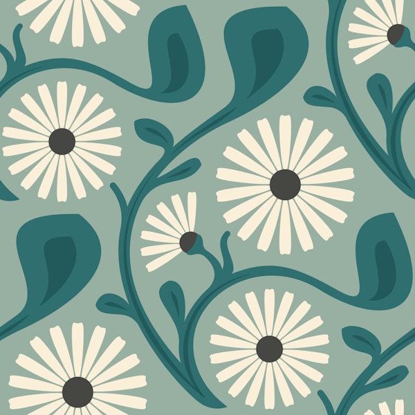 Chic Daisy Dreamscape in Turquoise - S