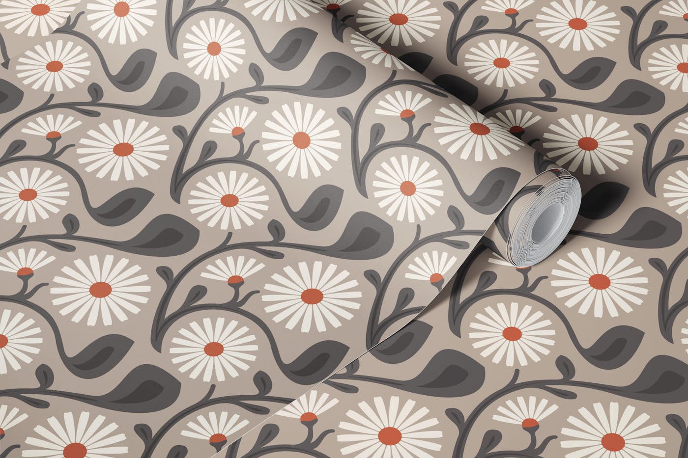 Chic Daisy Dreamscape in Beige - S wallpaper roll