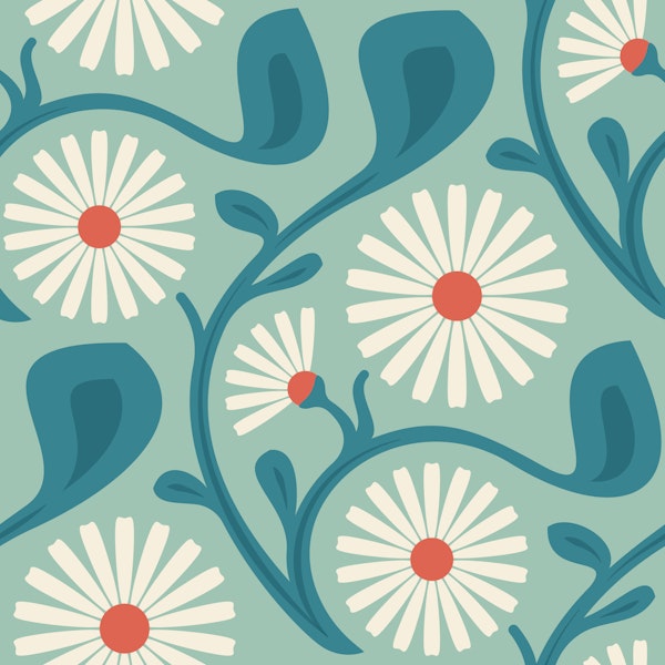 Chic Daisy Dreamscape in Blue - S