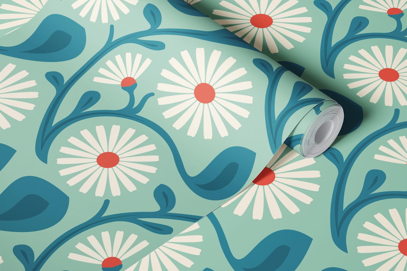 Chic Daisy Dreamscape in Blue - L wallpaper roll