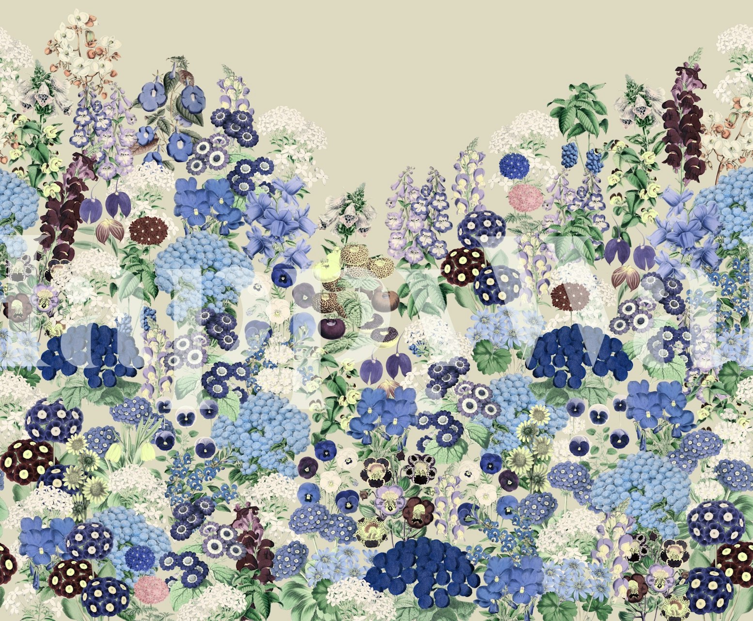 Blue Floral Symphony wallpaper in a room