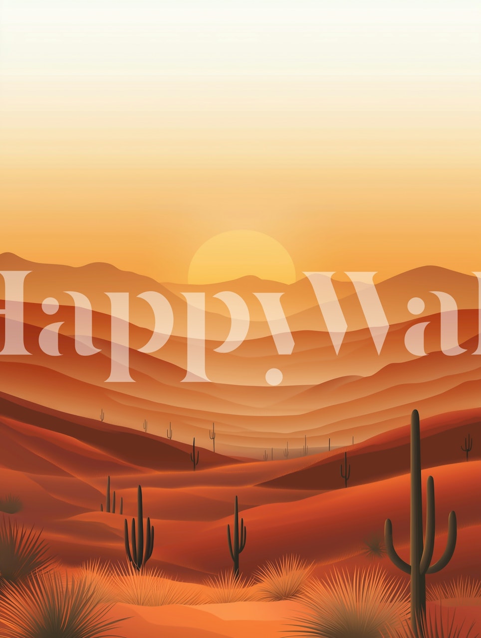 Desert sunset wallpaper in a room