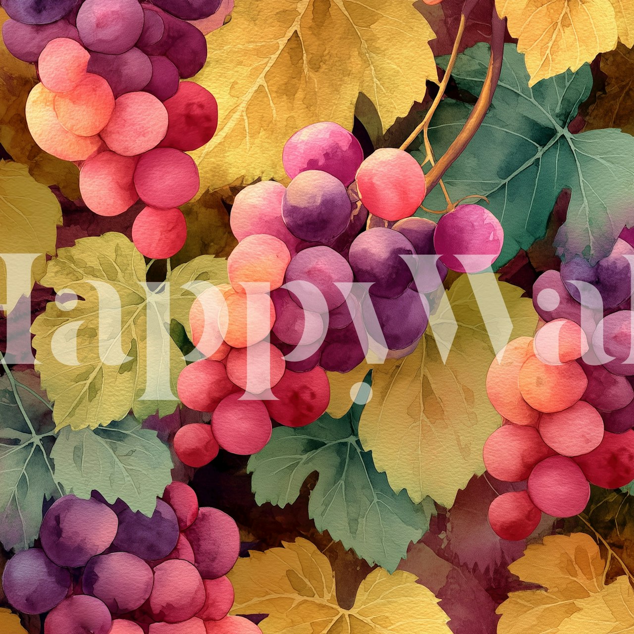 Autumn Vineyard Watercolor wallpaper design