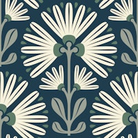 Stylish Daisy Blooms in Green - S tapete