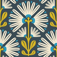 Stylish Daisy Blooms in Blue Yellow - L tapete
