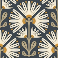 Stylish Daisy Blooms in Beige Orange - S tapete