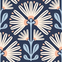 Stylish Daisy Blooms in Blue Pink - S tapete