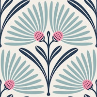 Art-Deco Daisy Harmony in Turquoise - S papiers peint