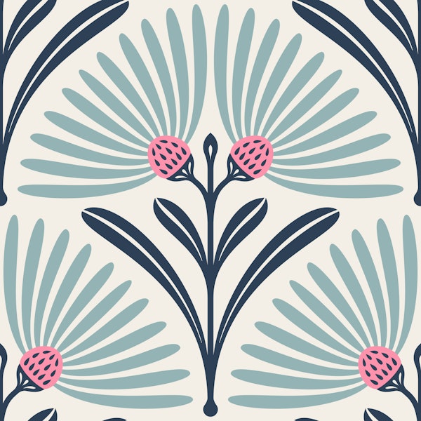 Art-Deco Daisy Harmony in Turquoise - L