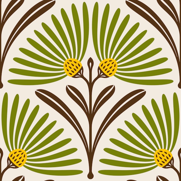 Art-Deco Daisy Harmony in Green - L
