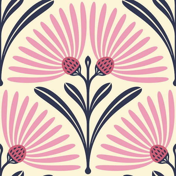 Art-Deco Daisy Harmony in Pink - L
