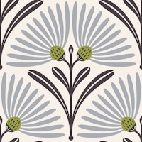 Art-Deco Daisy Harmony in Gray - L papiers peint