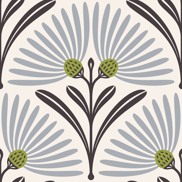 Art-Deco Daisy Harmony in Gray - L