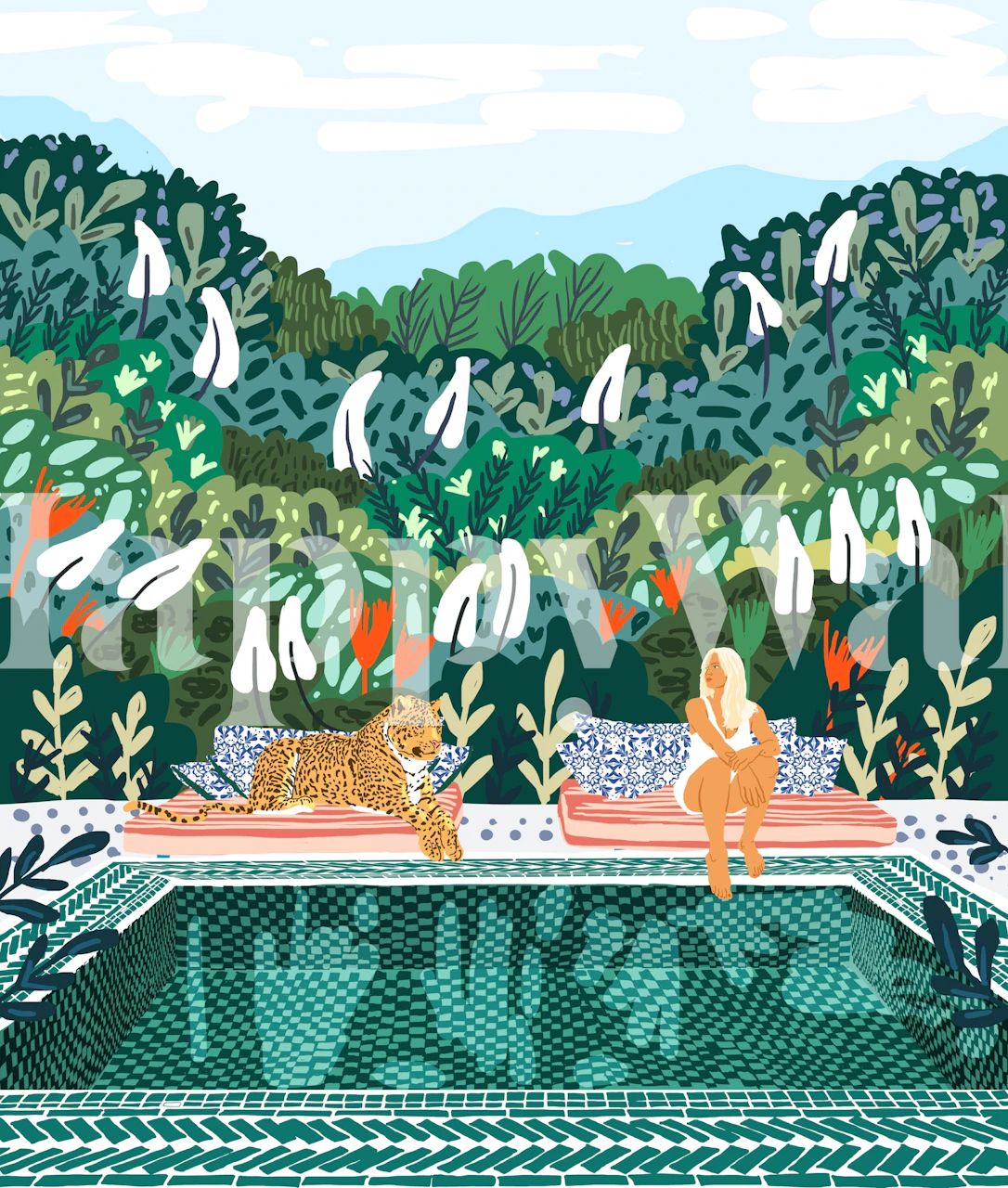 Chilling s My Leopard By the Pool wallpaper