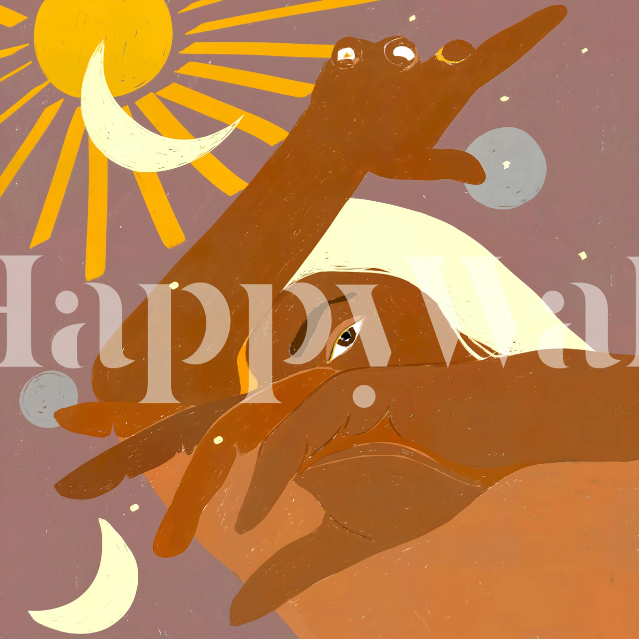 Artistic wallpaper design featuring vibrant colors