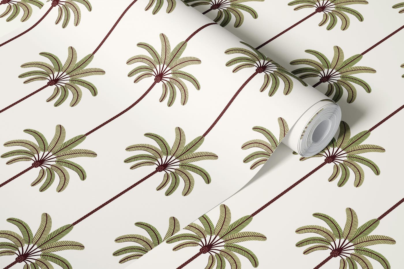 Boho Palm Trees Olive Green Multi Color wallpaper roll
