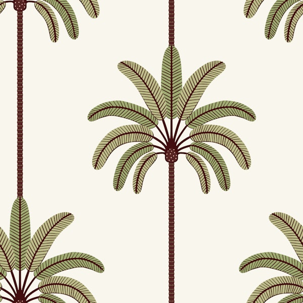 Boho Palm Trees Olive Green Multi Color