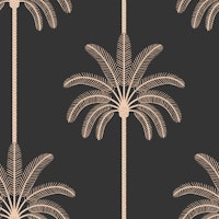 Boho Palm Trees Pastel Orange On Black ταπετσαρία