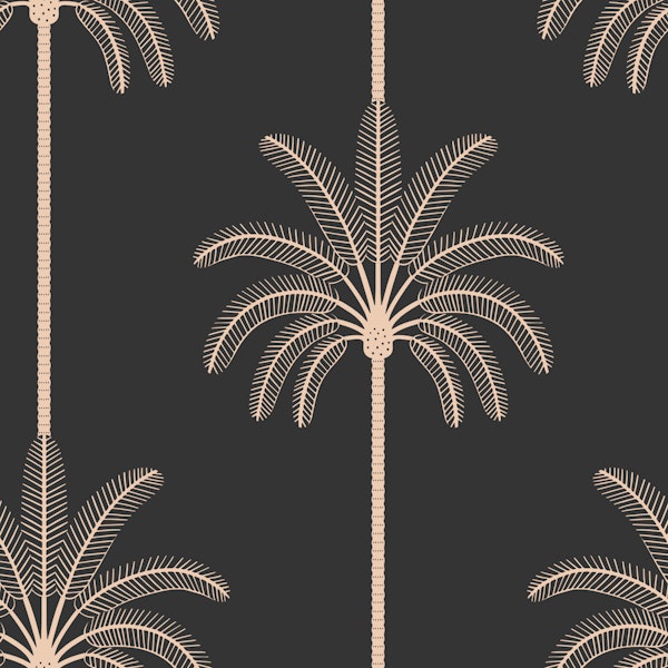Boho Palm Trees Pastel Orange On Black
