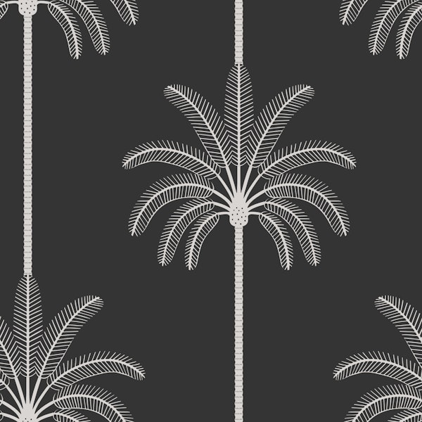 Boho Palm Trees Off White On Black