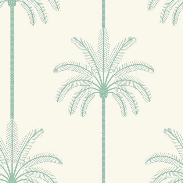 Boho Palm Trees Muted Turquoise On White