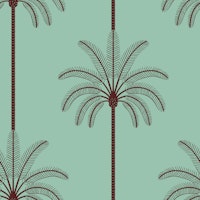 Boho Palm Trees Chocolate On Turquoise ταπετσαρία