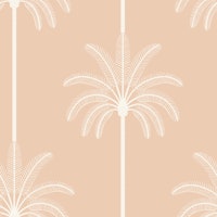Boho Palm Trees Bone White On Pastel Orange ταπετσαρία