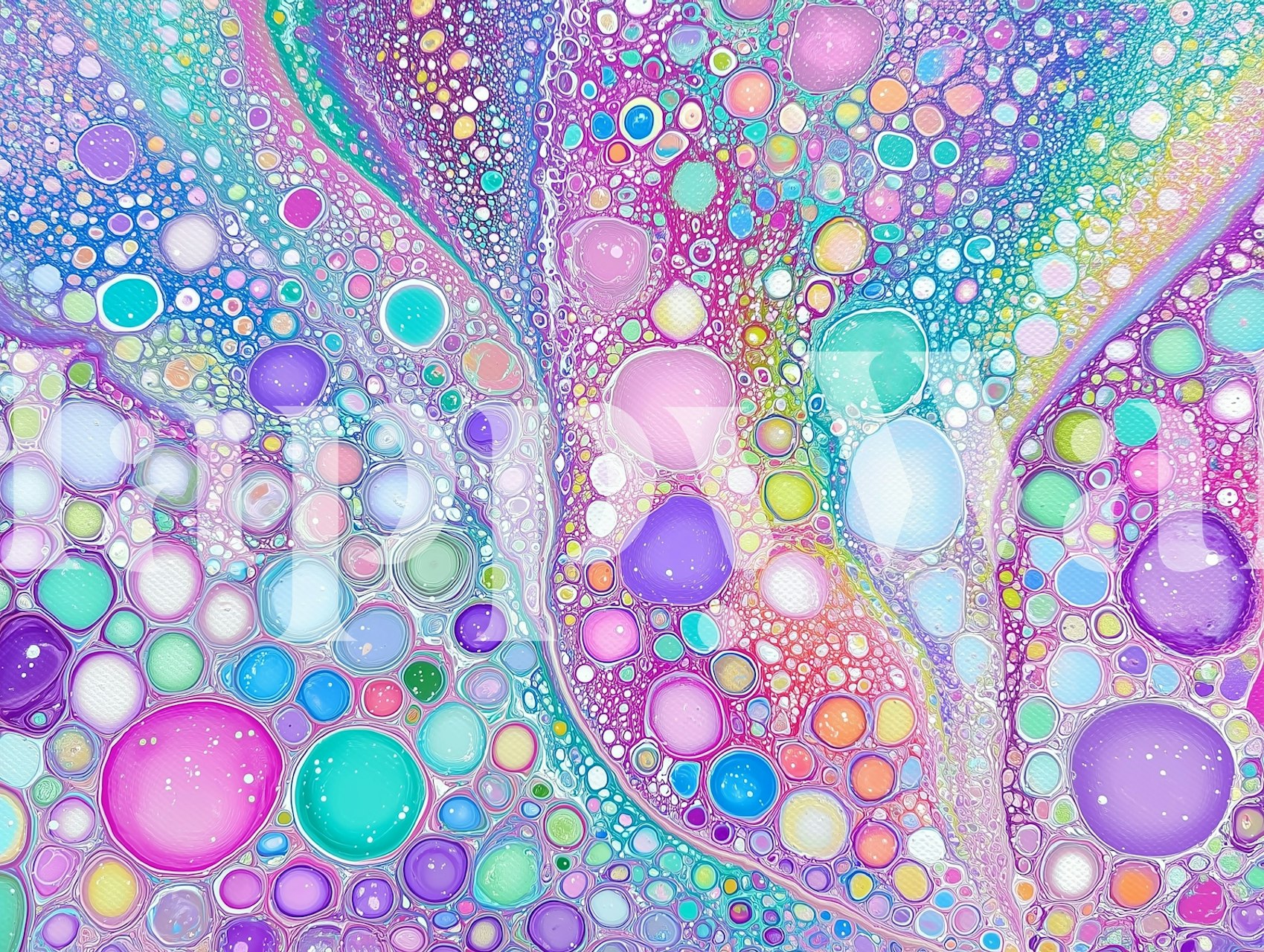 Pastel bubble wallpaper in a room