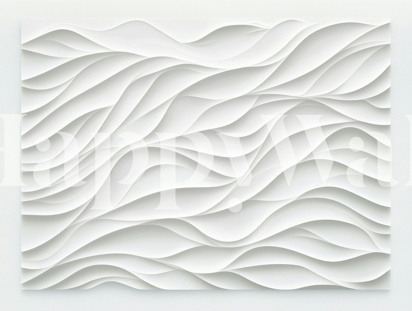 Textured white waves wallpaper with relief pattern