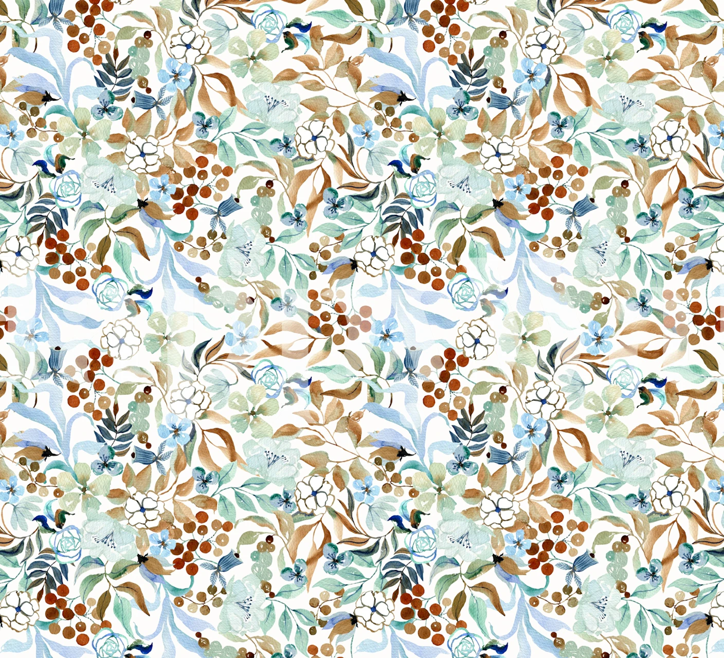 Blue Breeze Watercolor Charm wallpaper in a room