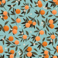 Orange Blossom - Blue papiers peint