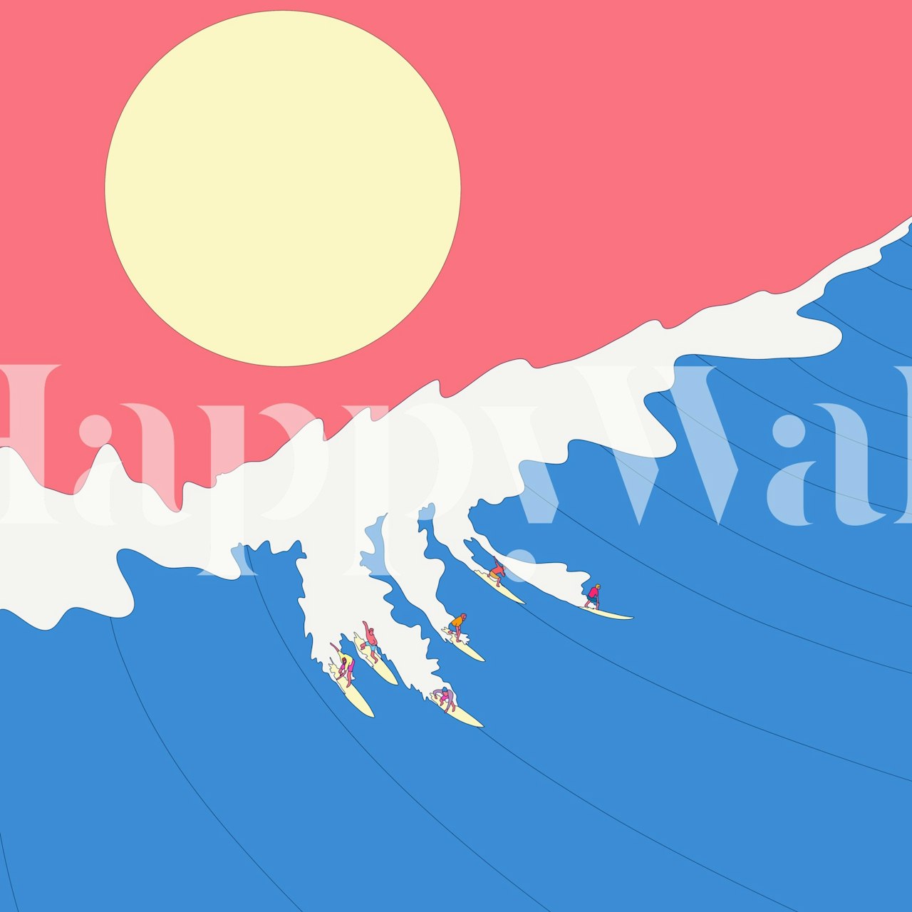 Papel de parede Great wave surfers em um quarto