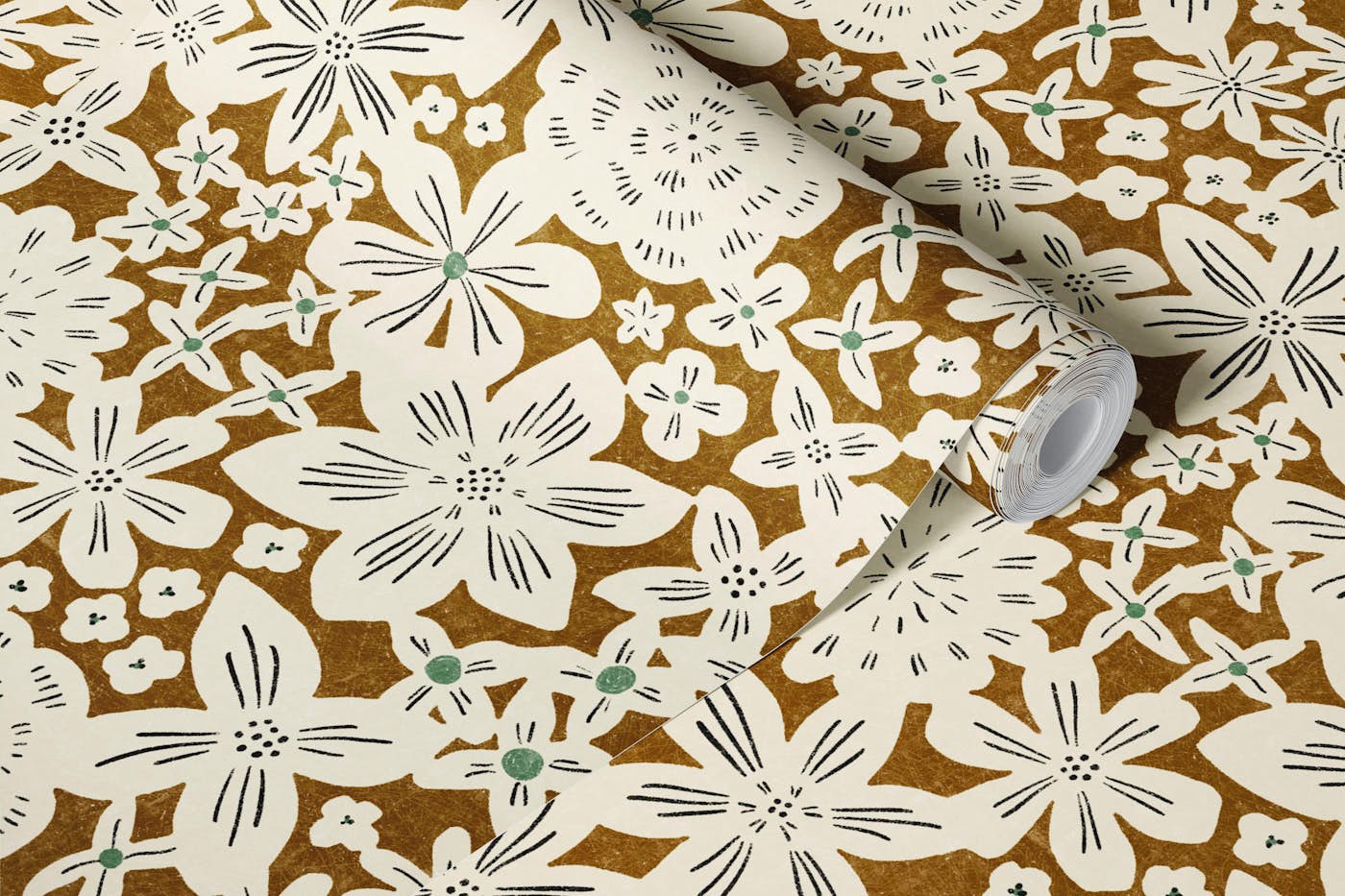 Camelia - brown wallpaper roll