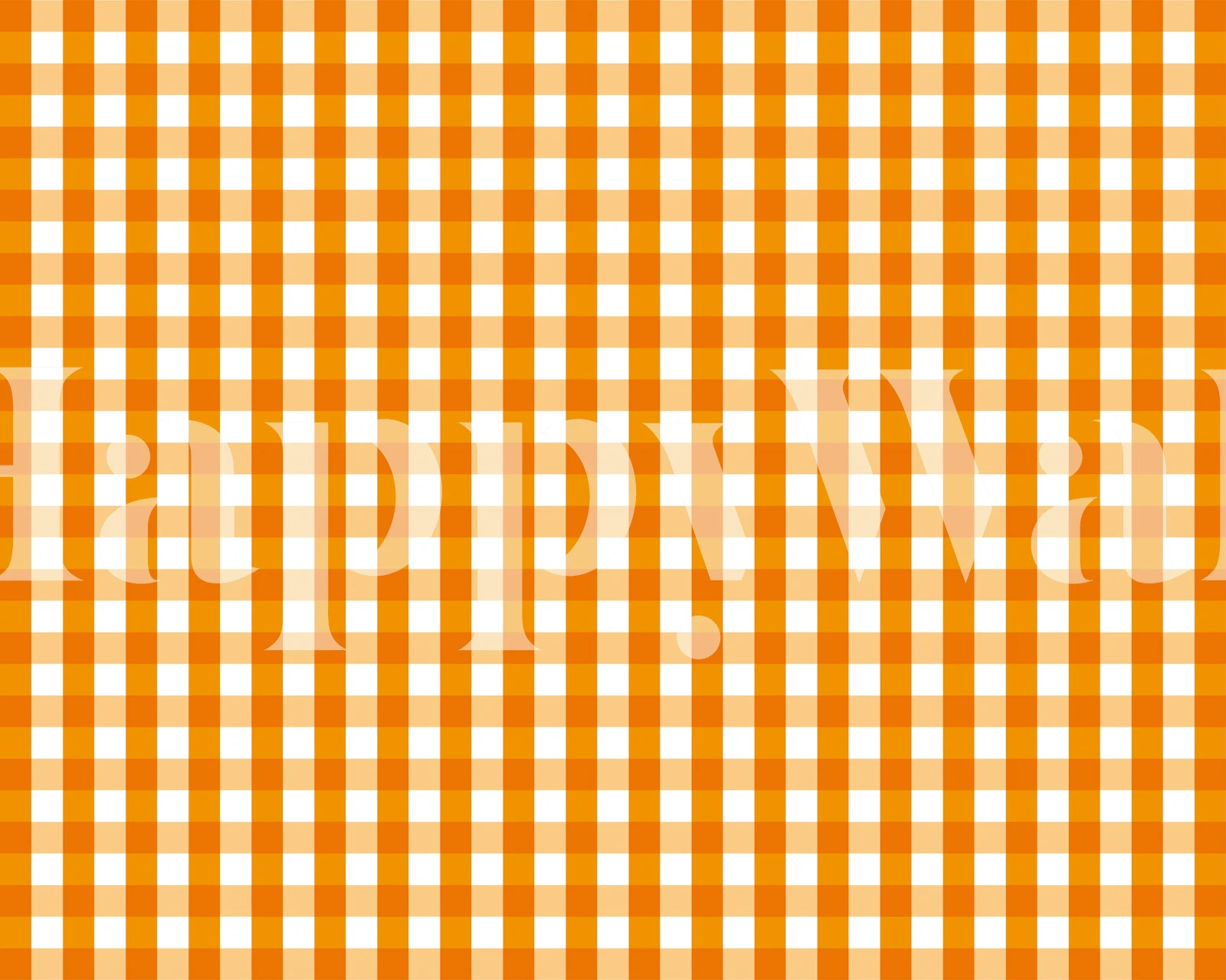 Orange gingham pattern wallpaper in a room