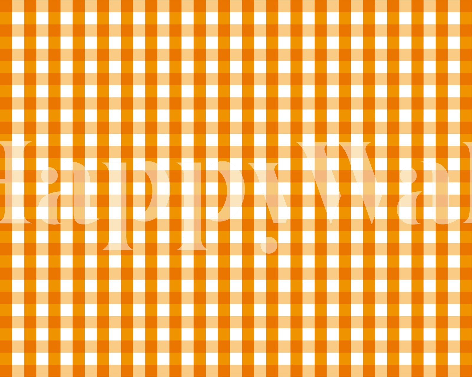 Orange gingham pattern wallpaper in a room