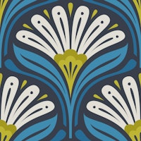 Art Deco Daisy Bloom in Blue Green - S carta da parati