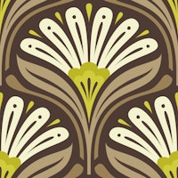 Art Deco Daisy Bloom in Brown Green - L carta da parati