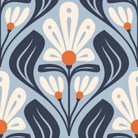 Retro Daisy Bliss in Blue - L wallpaper