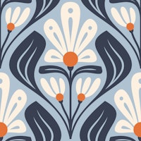 Retro Daisy Bliss in Blue - L behang